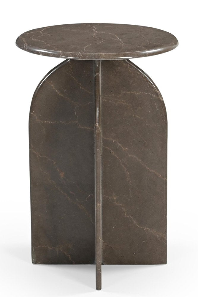 24" Marble Round Fin End Table