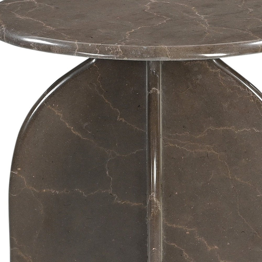 24" Marble Round Fin End Table