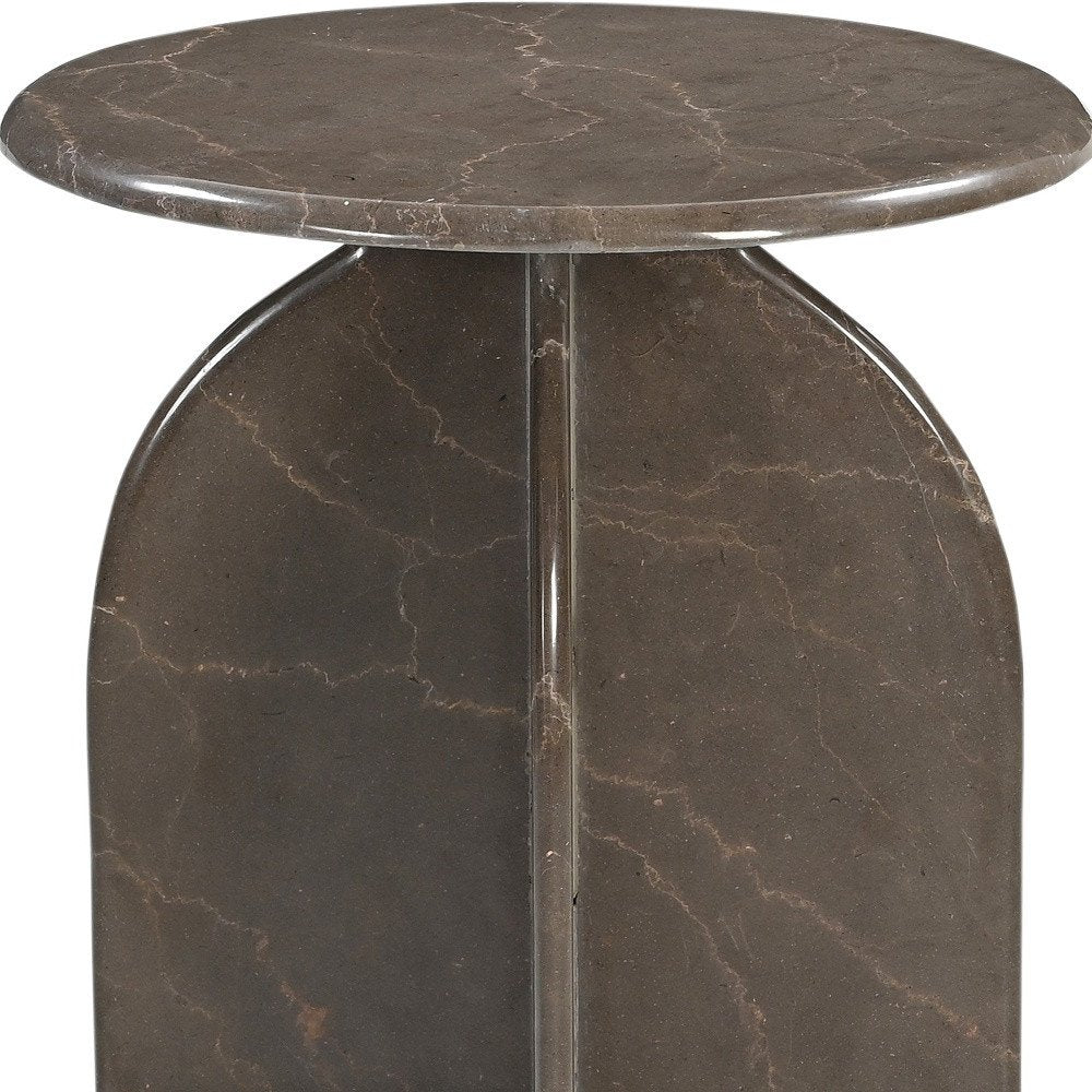 24" Marble Round Fin End Table