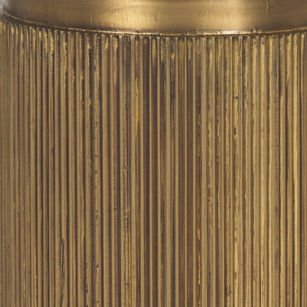 22" Gold and White Metal and Stone Fluted Pedestal Table