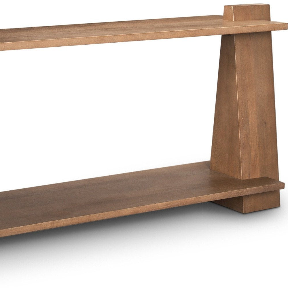 67" Brown Wood Bridge Console Table