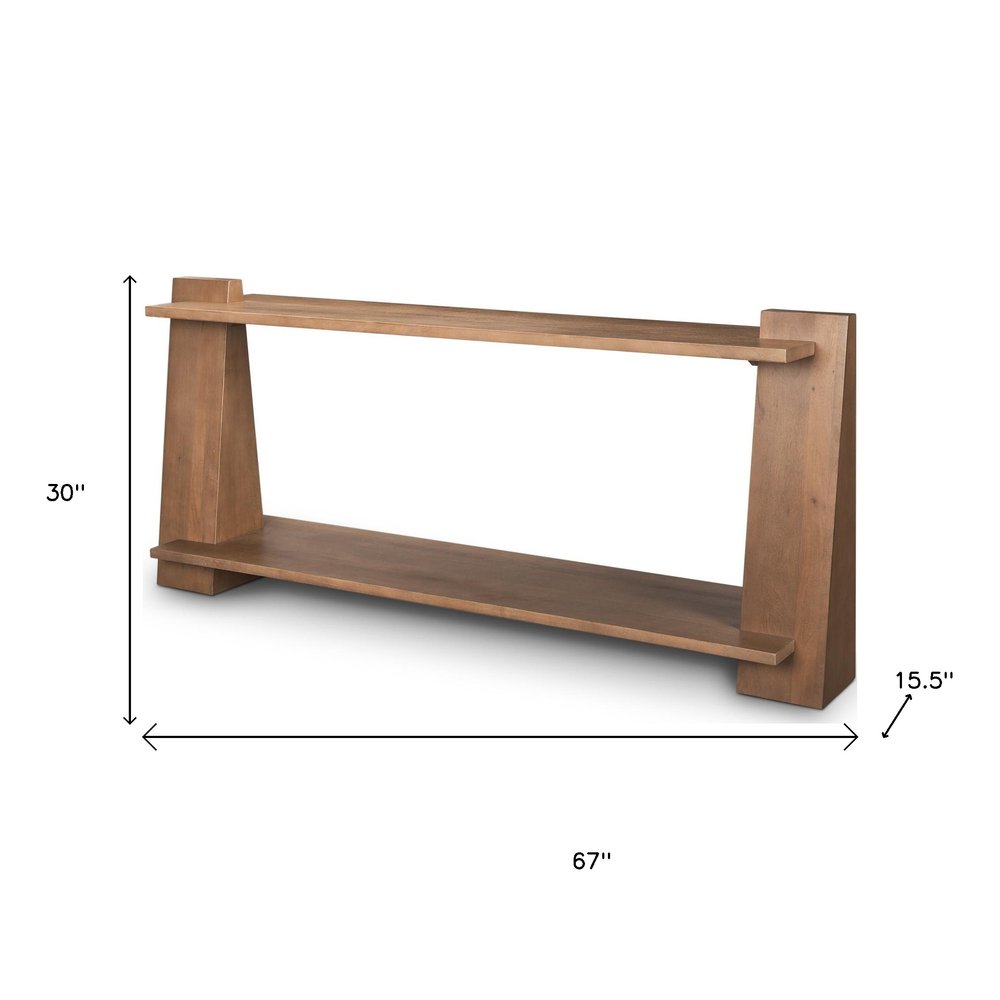 67" Brown Wood Bridge Console Table