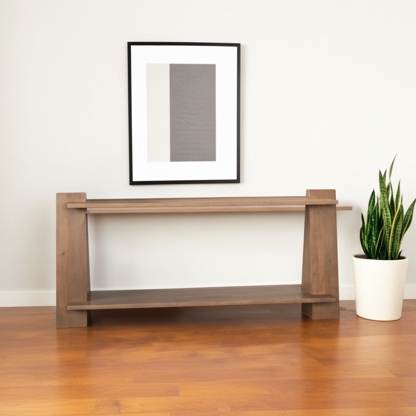 67" Brown Wood Bridge Console Table