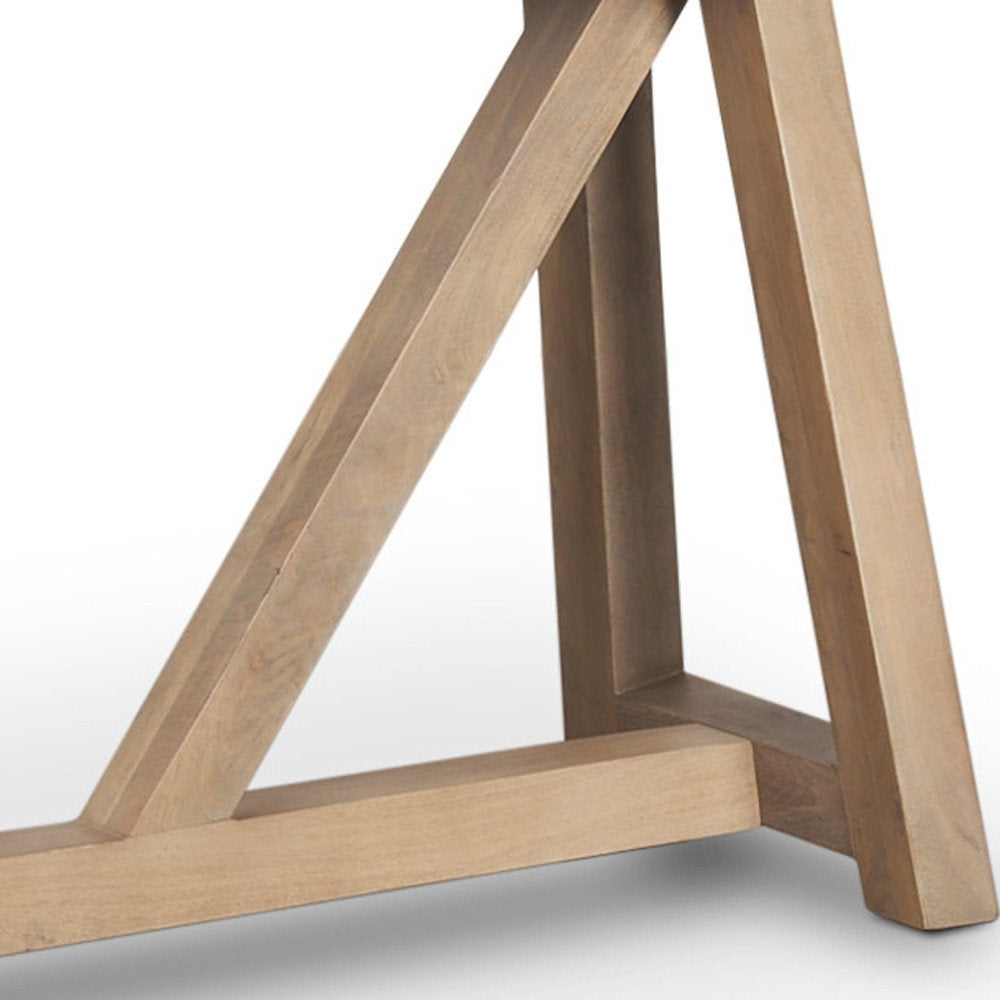 70" Black and Brown Wood Trestle Console Table