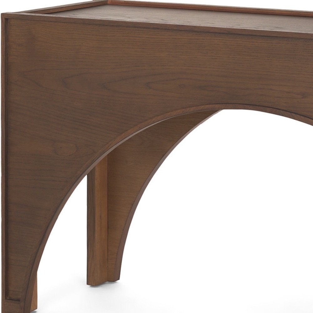 55" Brown Arched Wood Console Table