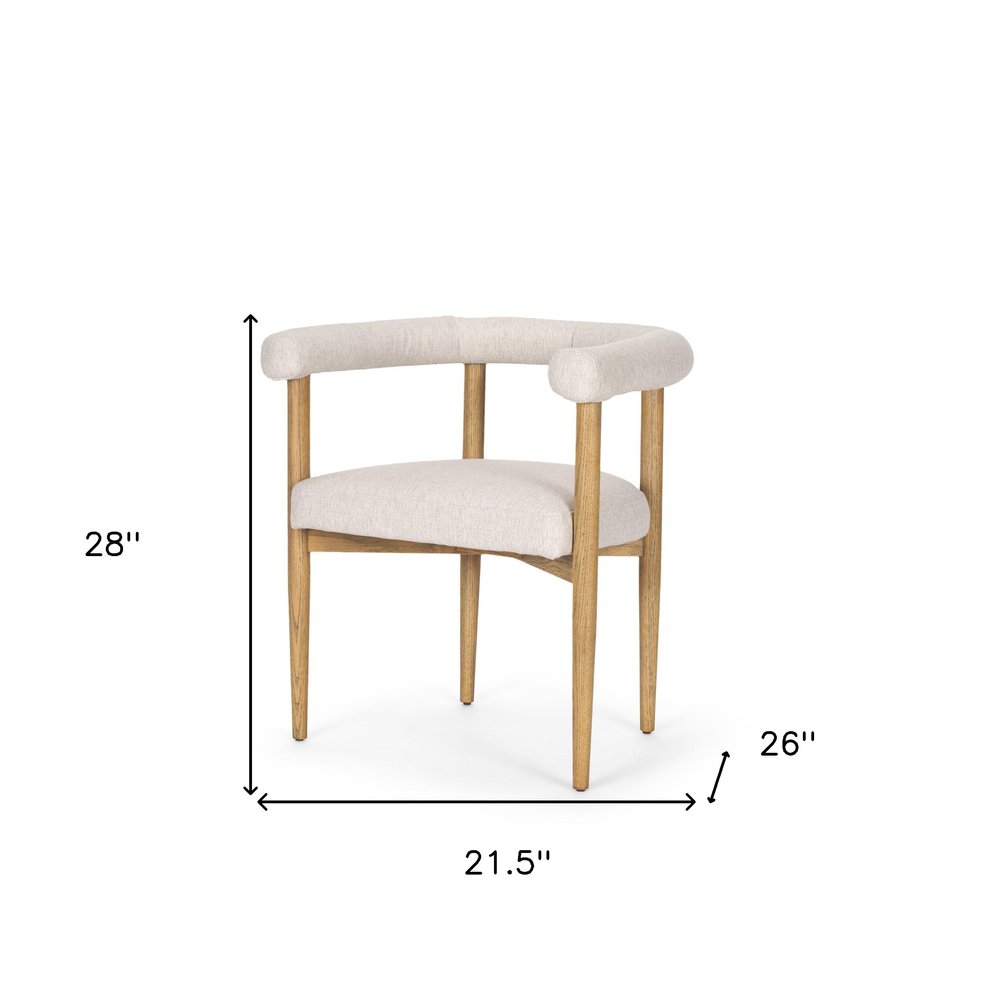 22" Beige and Brown Open Barrel Back Dining Chair