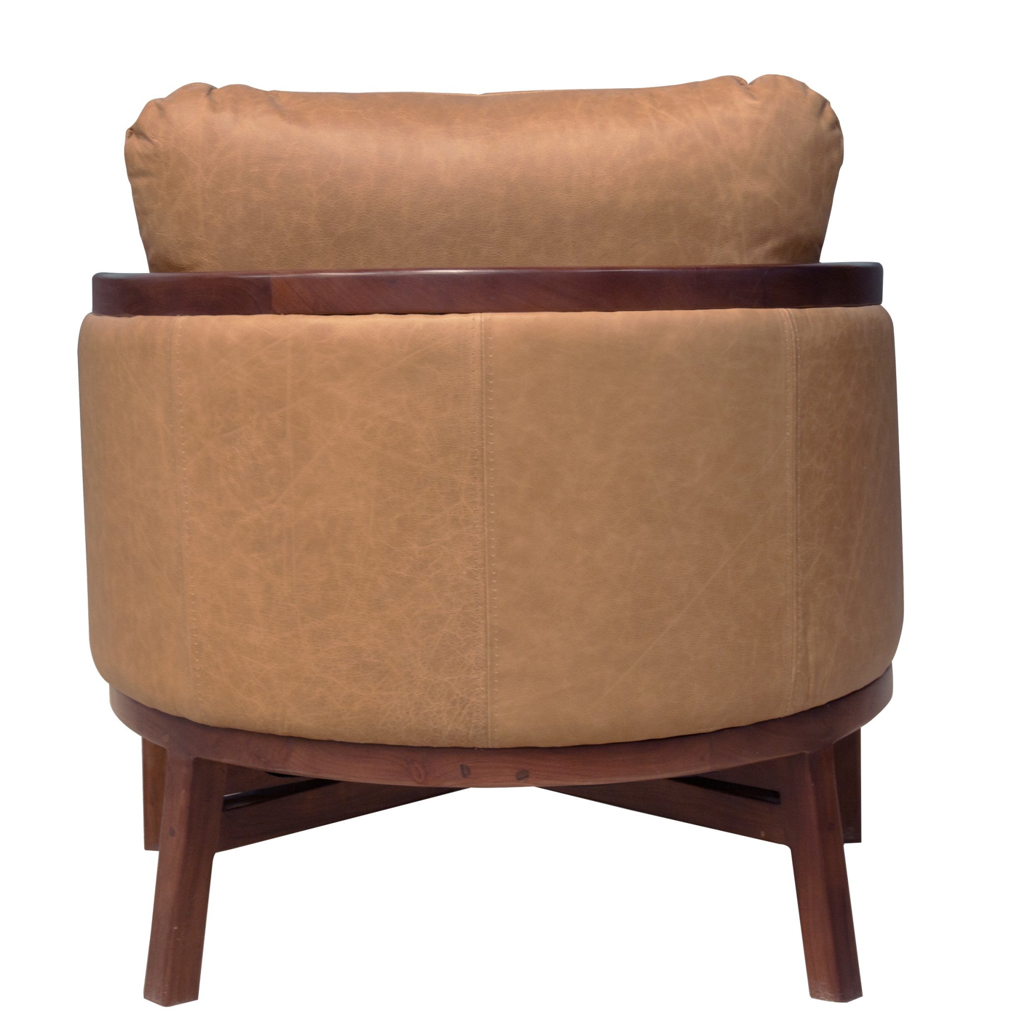 32" Brown Genuine Leather Transitional Armchair