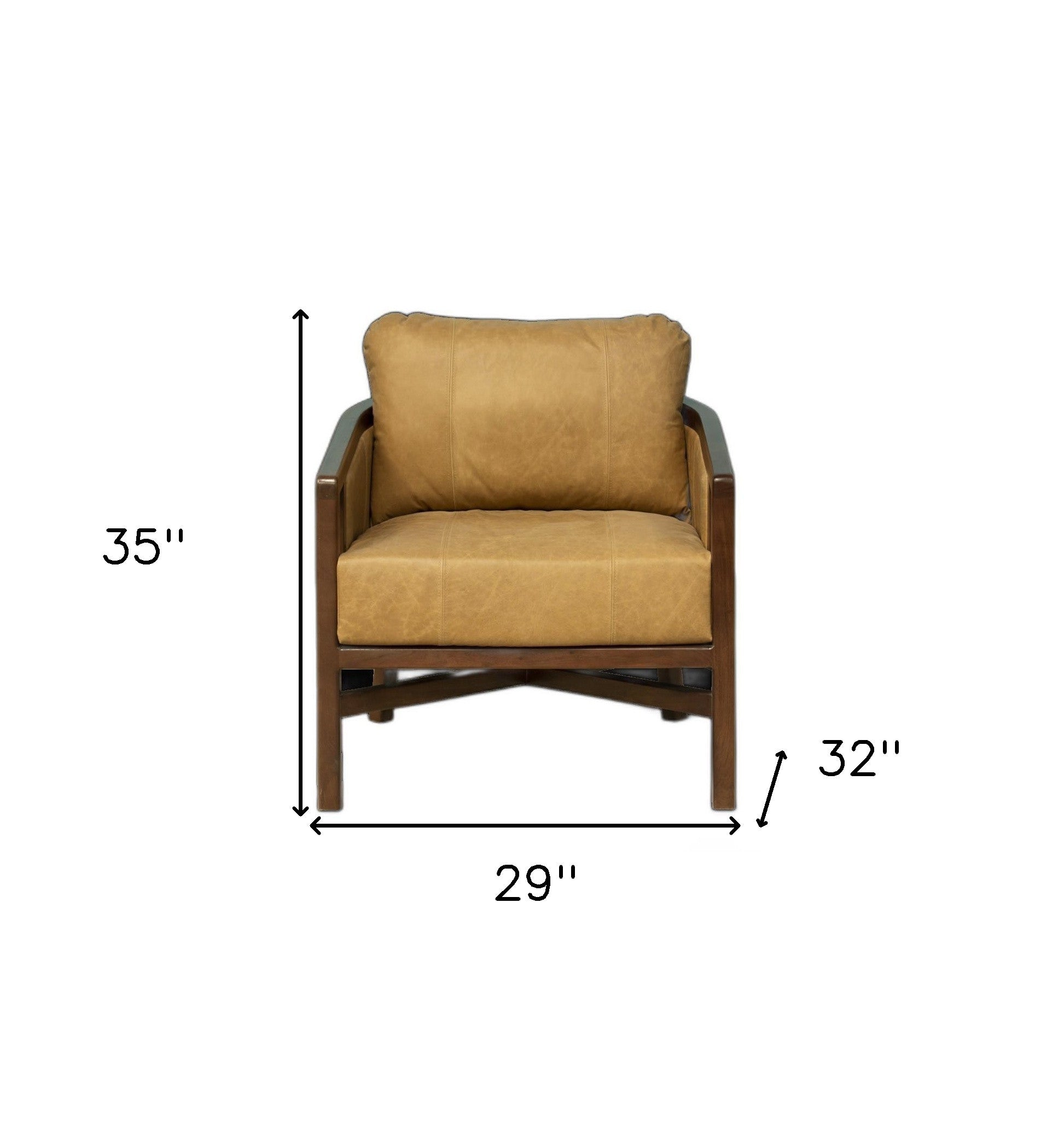32" Brown Genuine Leather Transitional Armchair