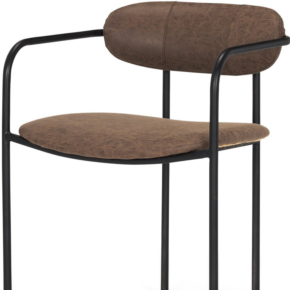 21" Brown and Black Faux Leather Open Back Dining Chair