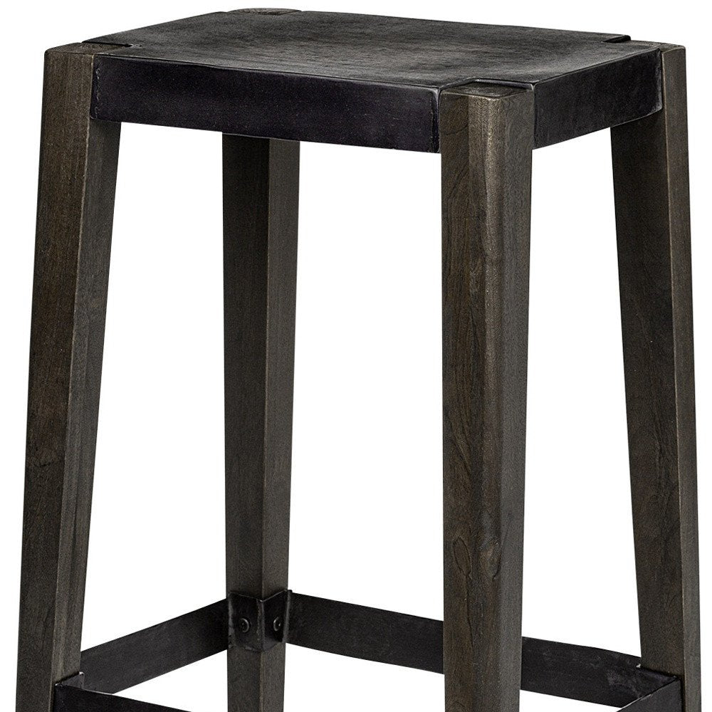 30" Brown and Black Wood Rustic Barstool
