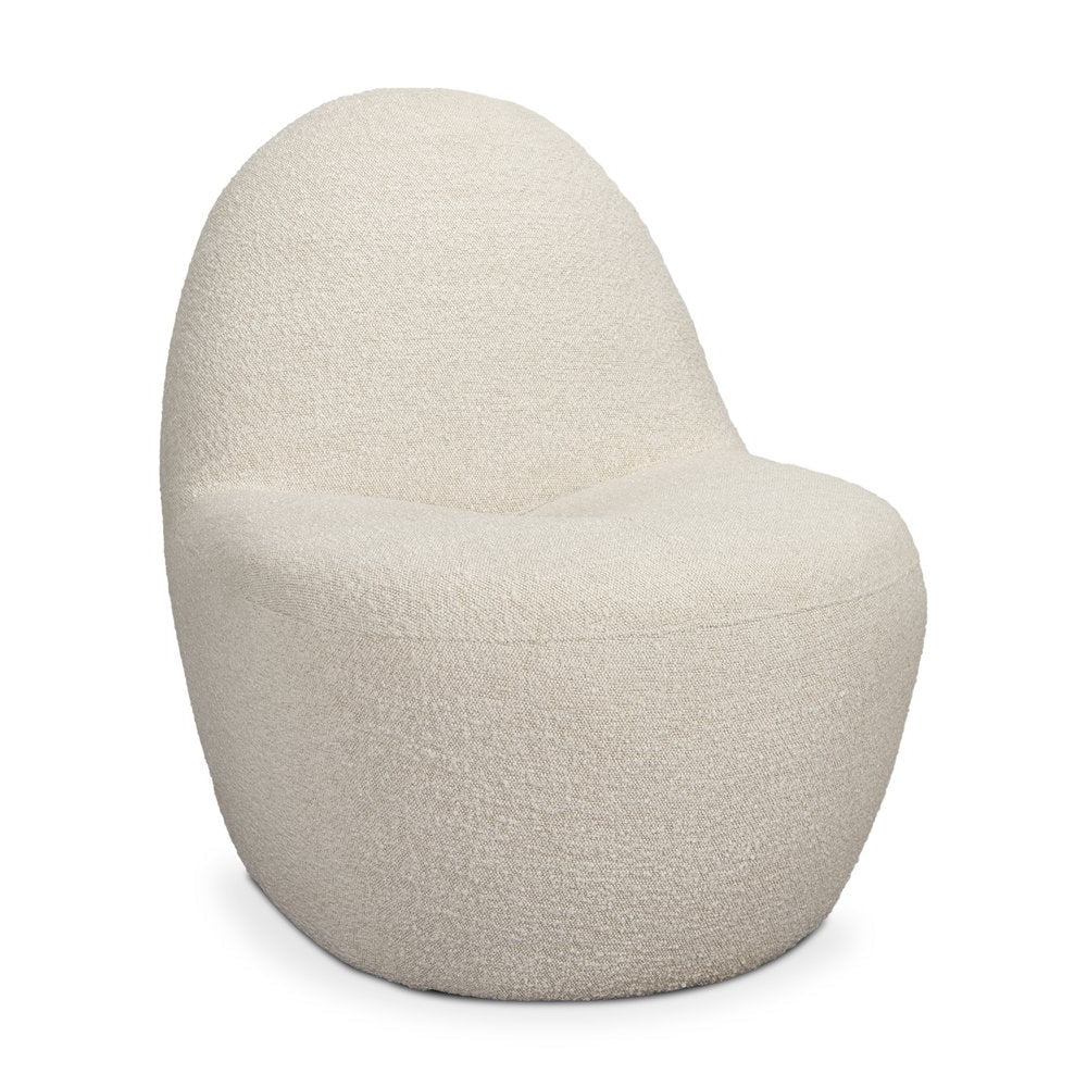 33" Cream Bouclé Modern Slipper Chair
