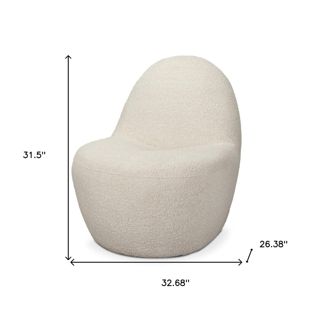 33" Cream Bouclé Modern Slipper Chair