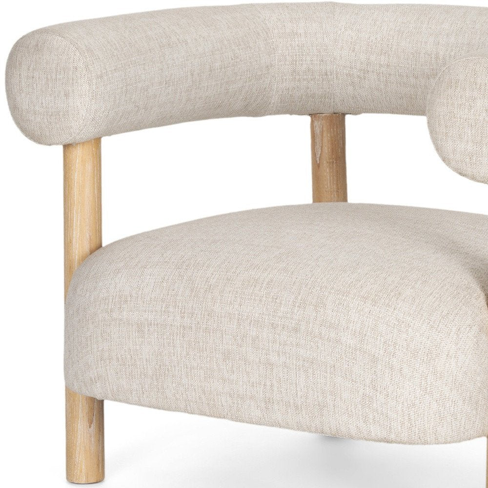 37" Cream Modern Scandinavian Barrel Chair