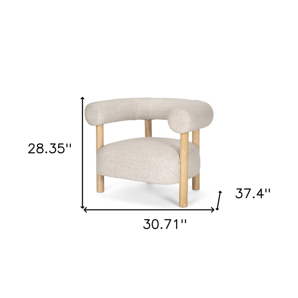 37" Cream Modern Scandinavian Barrel Chair