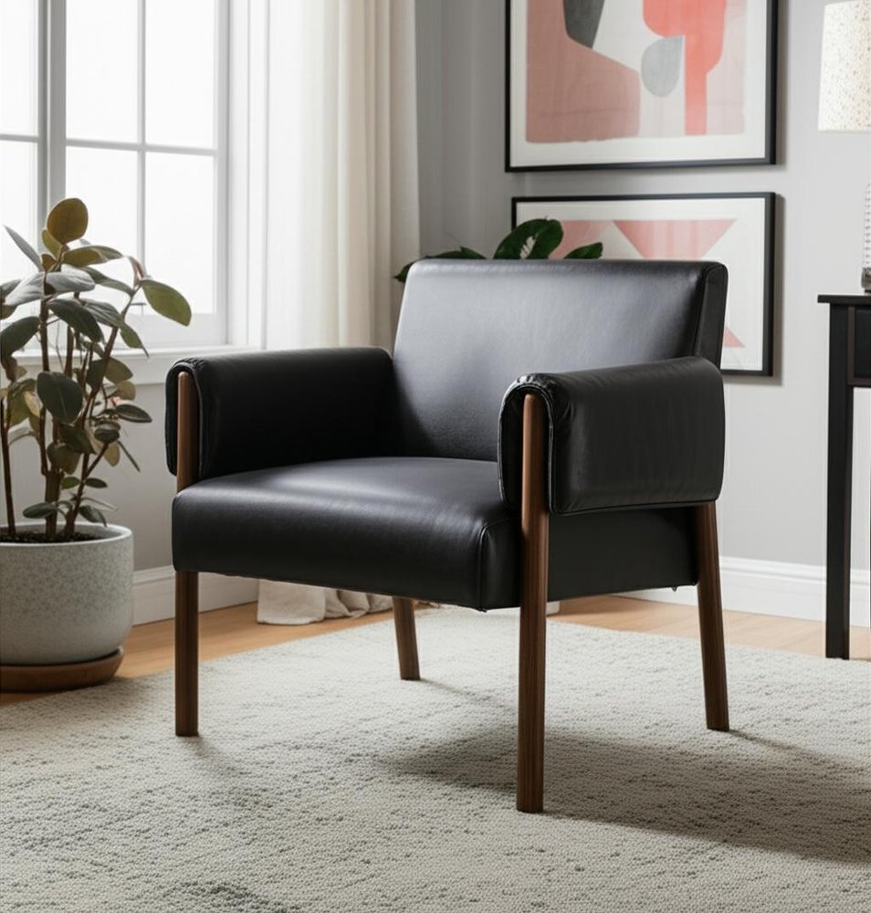 30" Faux Leather Arm Wrapped Accent Chair