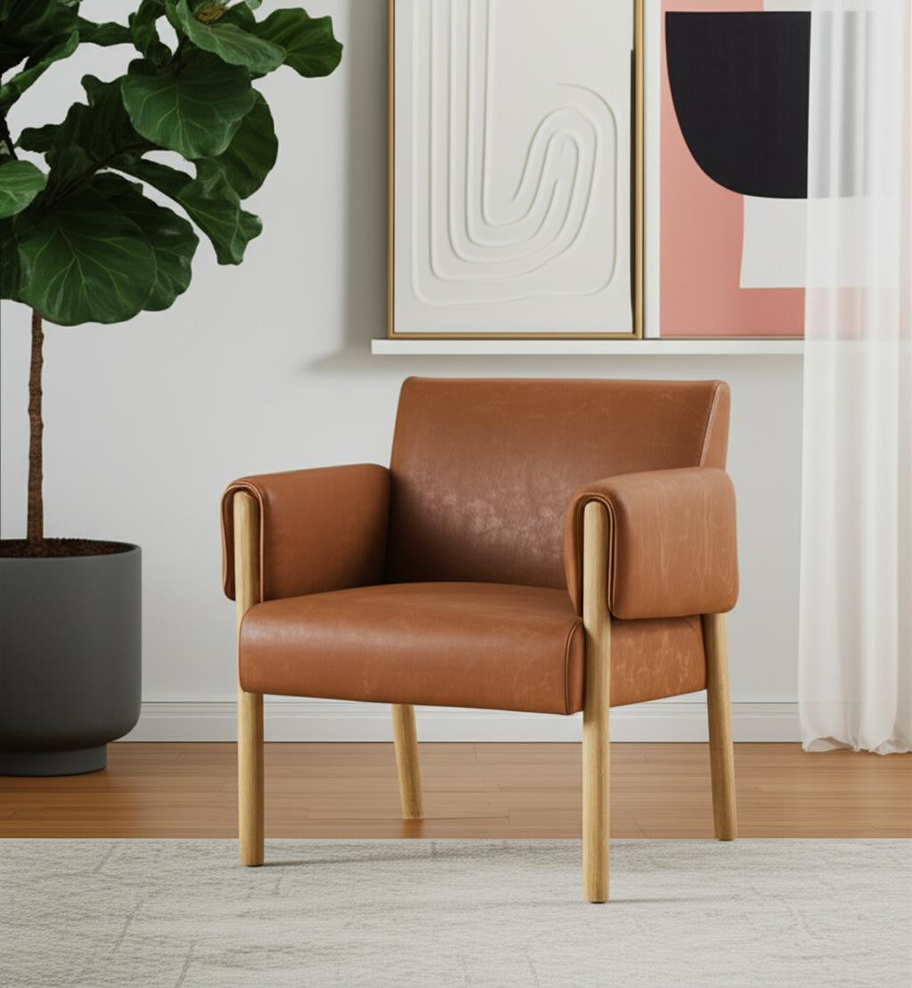 30" Faux Leather Arm Wrapped Accent Chair