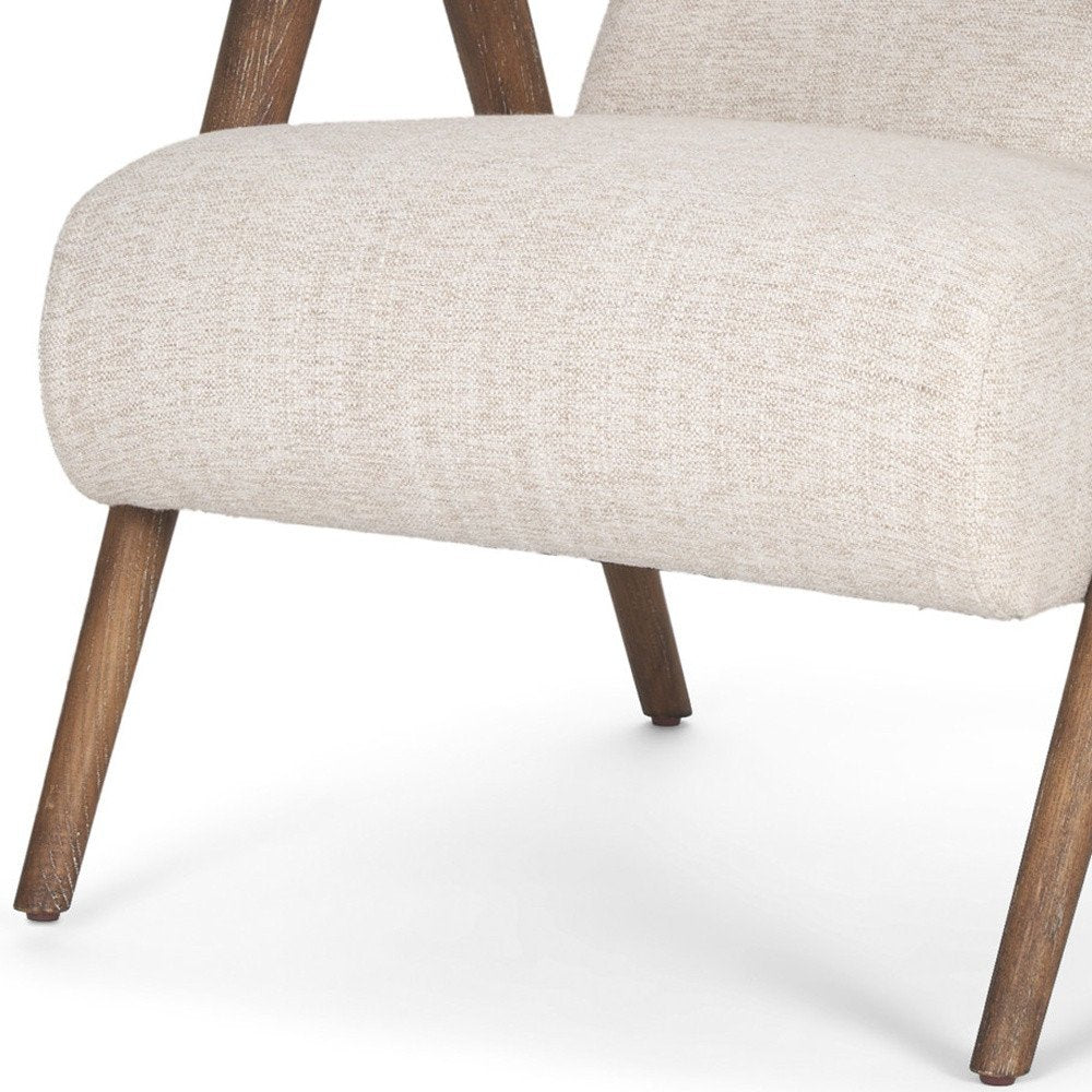 32" Cream and Brown Linen Scandinavian Armchair