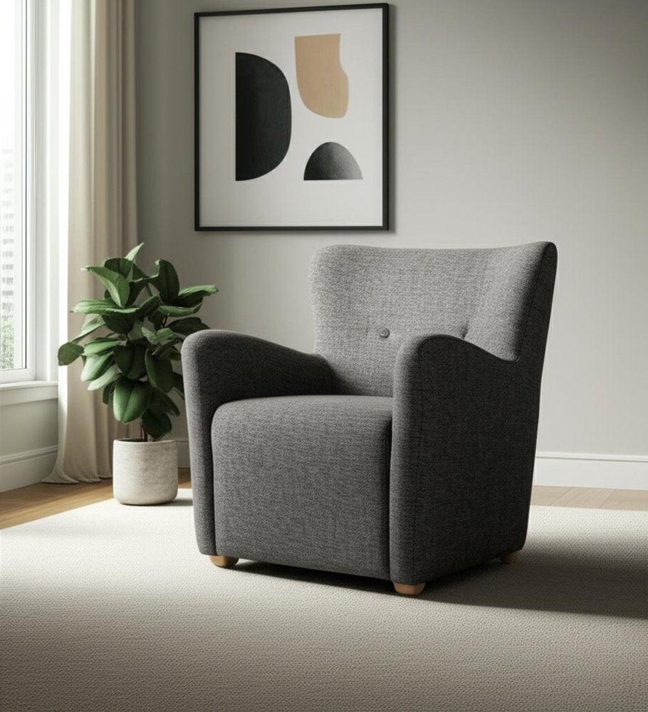 32" Gray Wingback Armchair