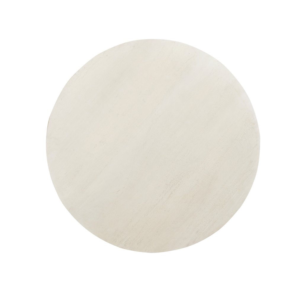48" White Fluted Wood Pedestal Dining Table