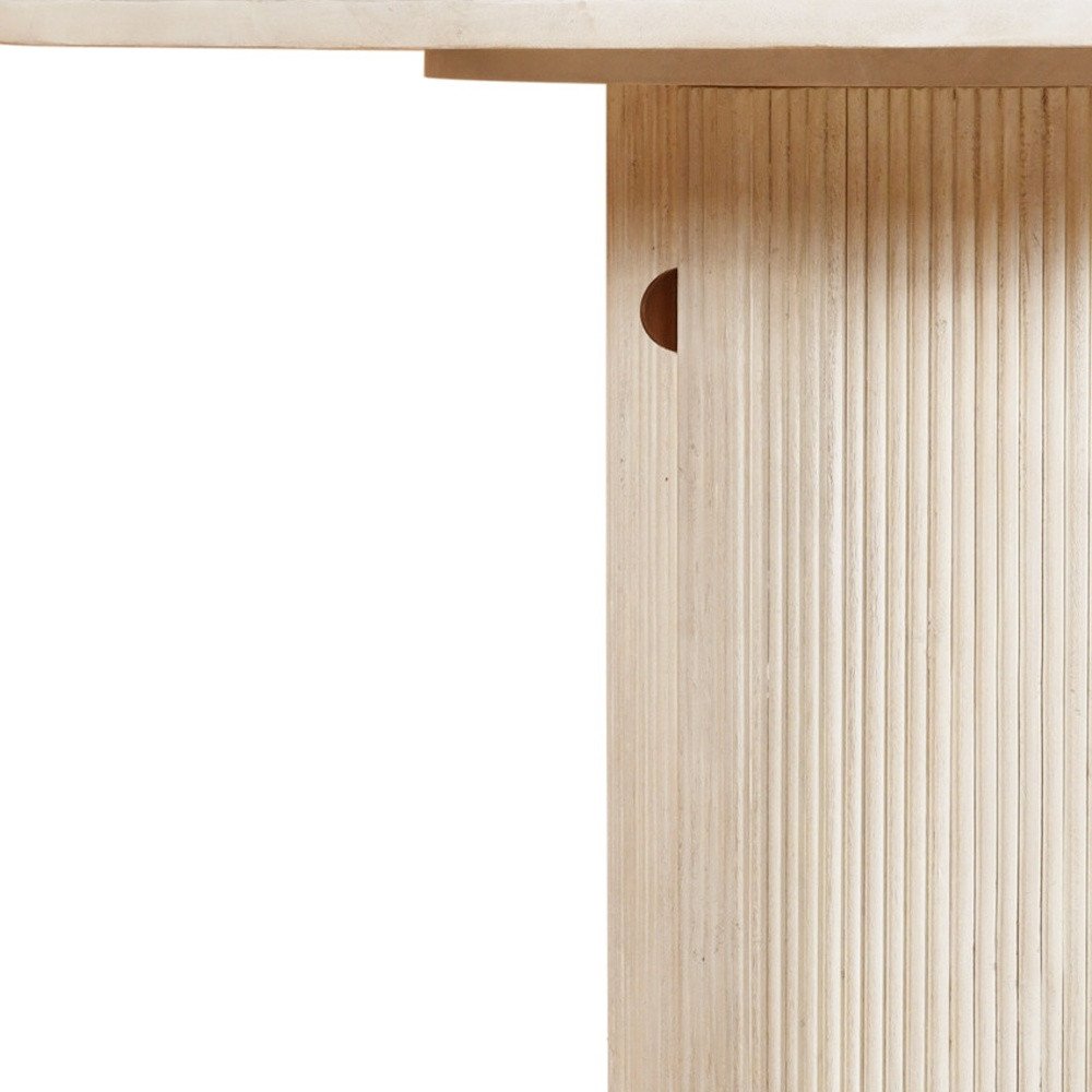 48" White Fluted Wood Pedestal Dining Table