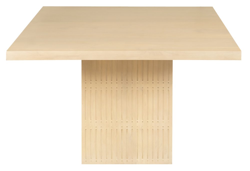 48" Natural Fluted Wood Square Pedestal Dining Table