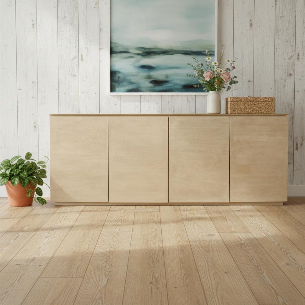 80" Natural Wood Coastal Sideboard