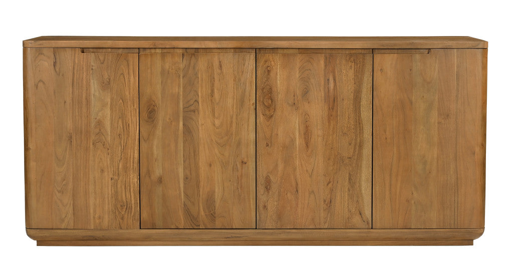 72" Natural Wood 4-Door Coastal Sideboard