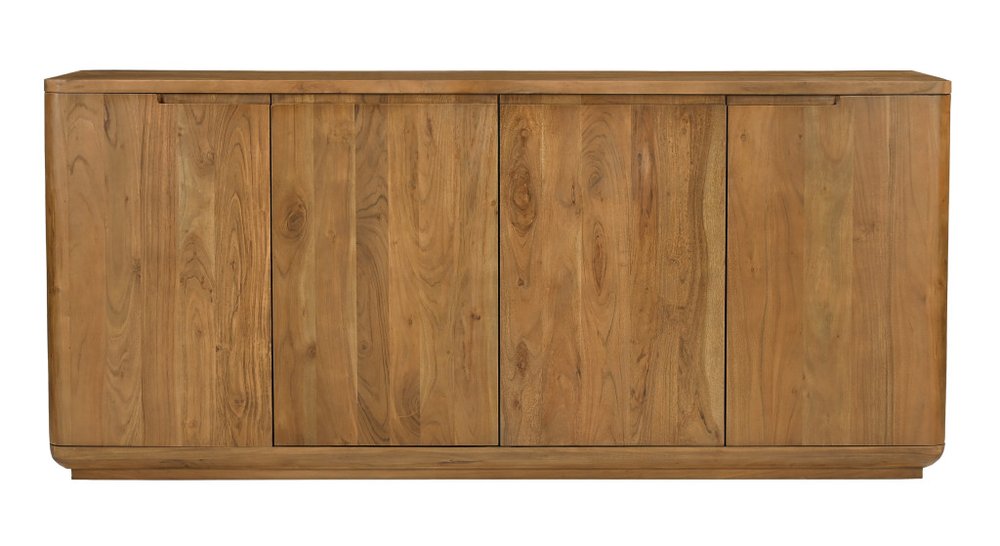 72" Natural Wood 4-Door Coastal Sideboard