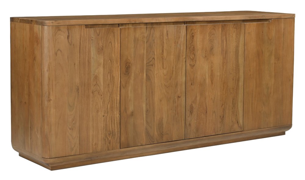 72" Natural Wood 4-Door Coastal Sideboard