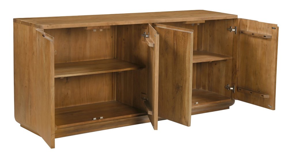 72" Natural Wood 4-Door Coastal Sideboard