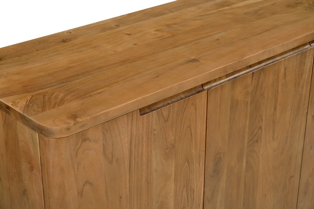72" Natural Wood 4-Door Coastal Sideboard