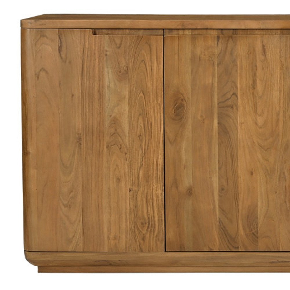72" Natural Wood 4-Door Coastal Sideboard