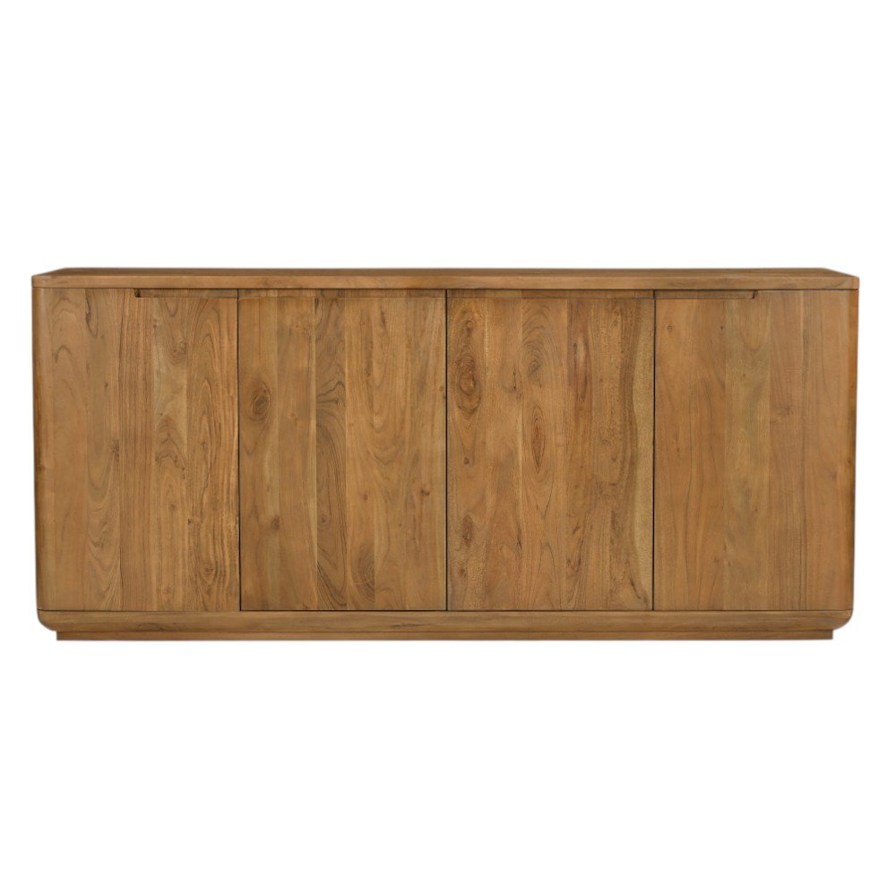 72" Natural Wood 4-Door Coastal Sideboard