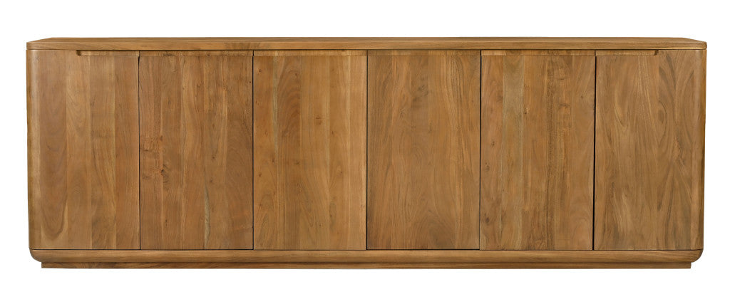 96" Natural Wood 6-Door Coastal Sideboard