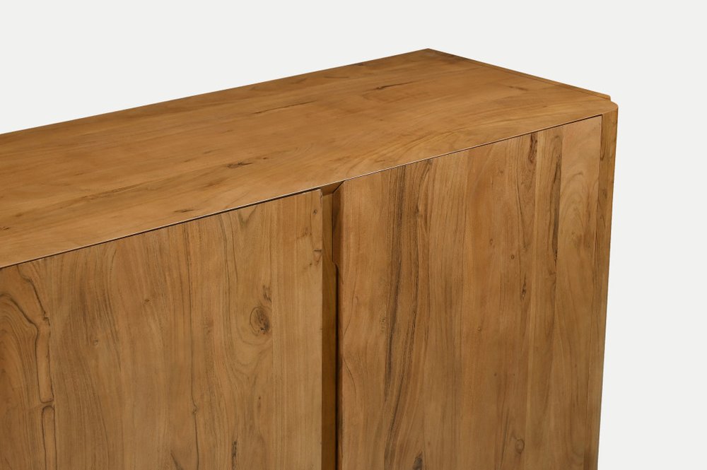 96" Brown 4-Door Wood Scandinavian Sideboard