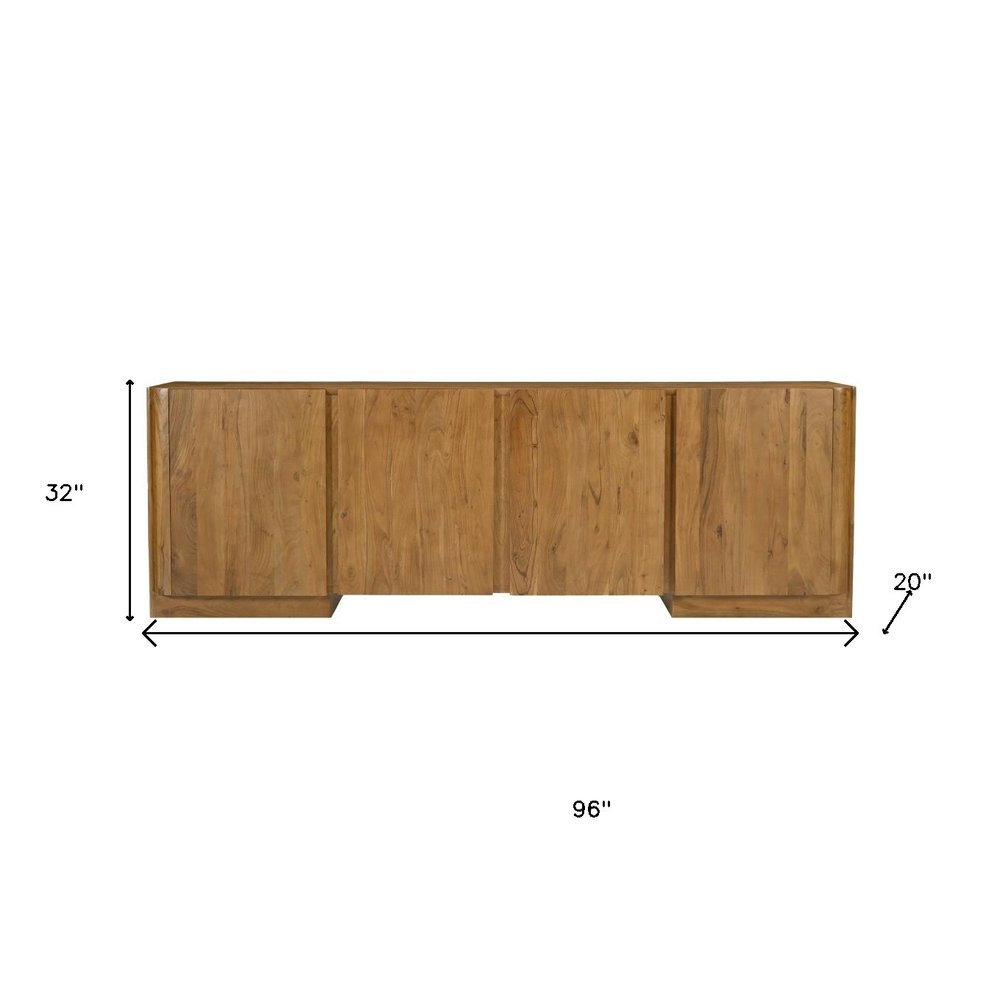 96" Brown 4-Door Wood Scandinavian Sideboard