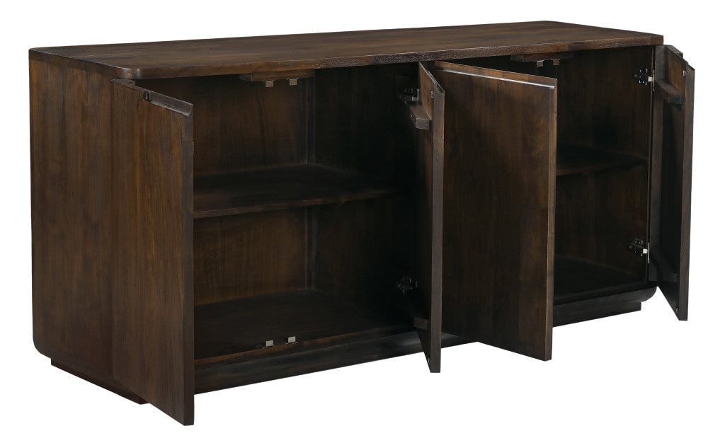 72" Natural Wood 4-Door Coastal Sideboard