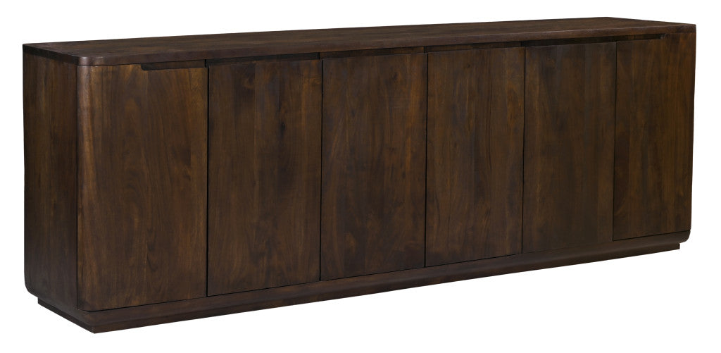 96" Natural Wood 6-Door Coastal Sideboard
