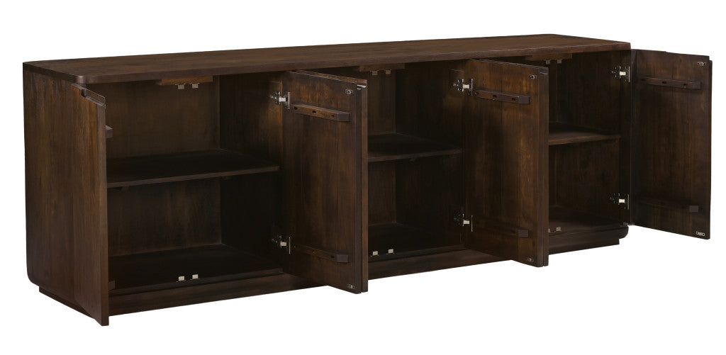 96" Natural Wood 6-Door Coastal Sideboard