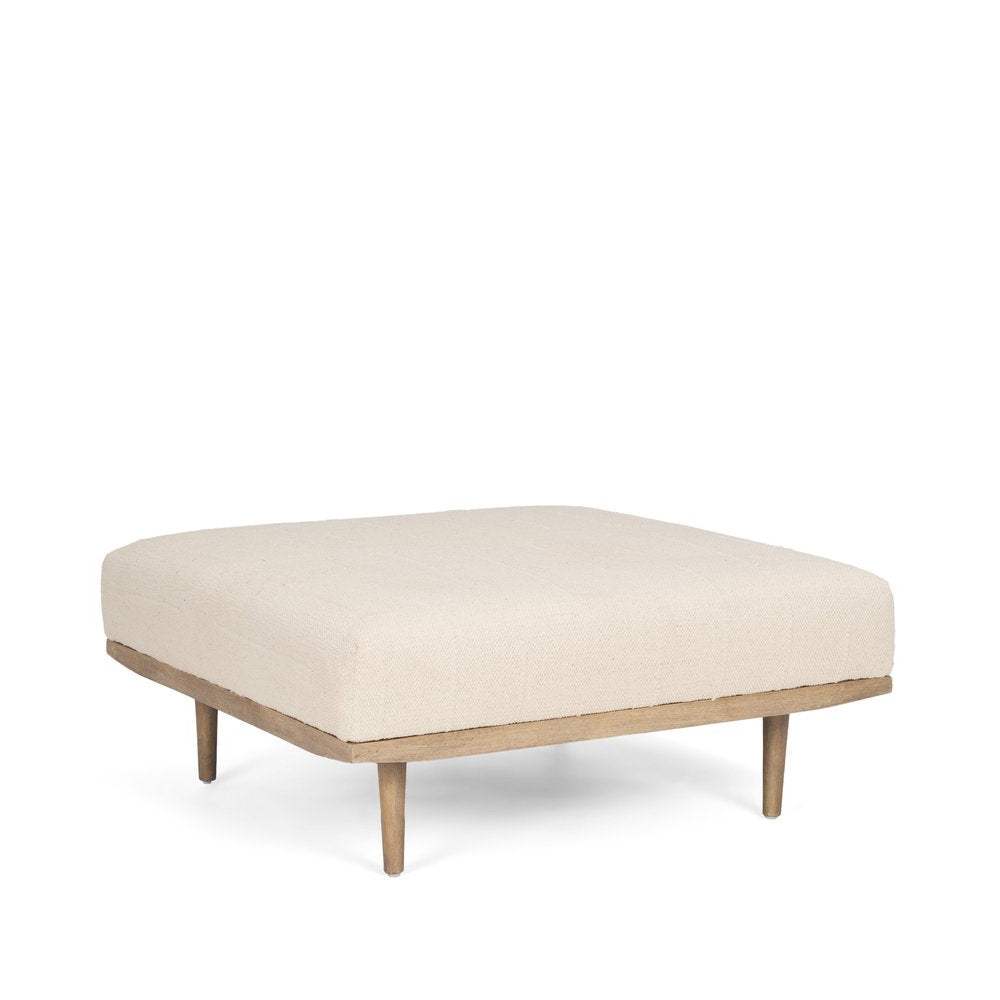 37" Beige Mid-Century Ottoman