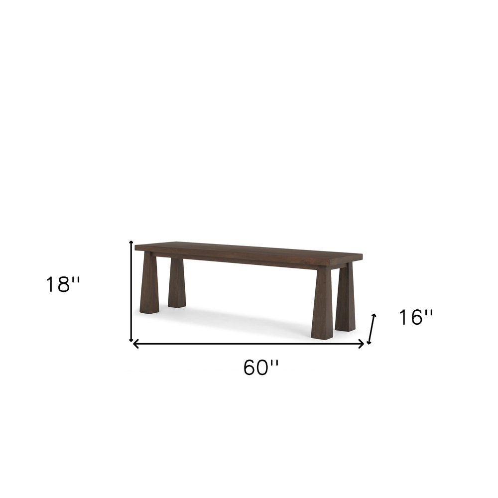 60" Dark Brown Contemporary Wood Bench