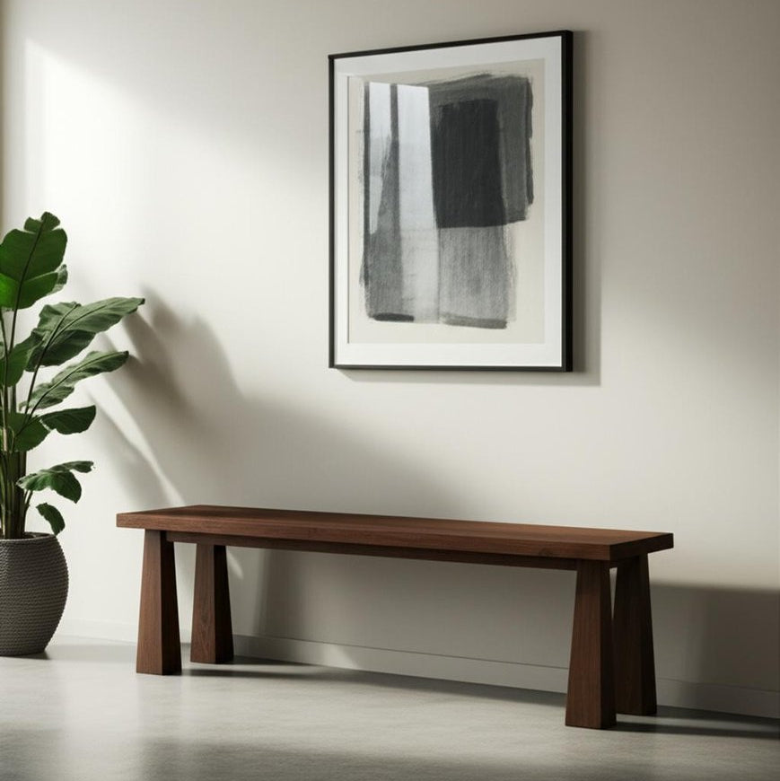 60" Dark Brown Contemporary Wood Bench