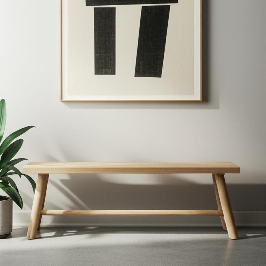 56" Natural Distressed Solid Wood Live Edge Bench