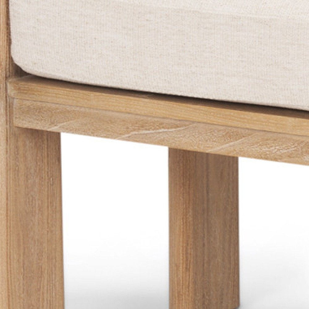 63" Cream and Brown Scandinavian Oval Bench