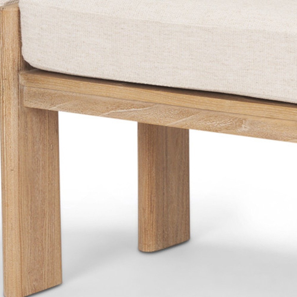 63" Cream and Brown Scandinavian Oval Bench