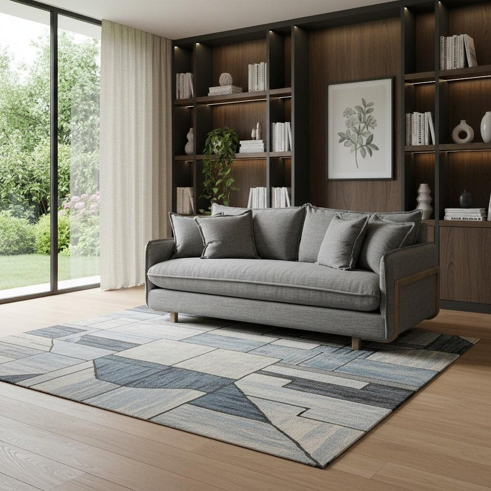 84" Gray Pillowback Contemporary Sofa