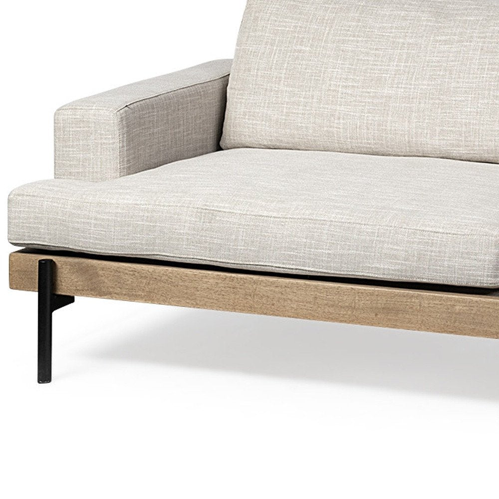 95" Beige Mid-Century Track Arm Sofa