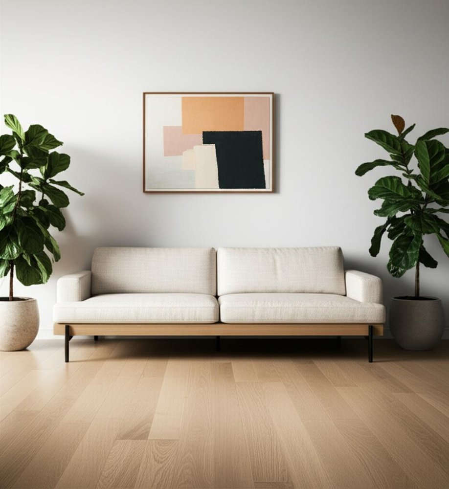 95" Beige Mid-Century Track Arm Sofa