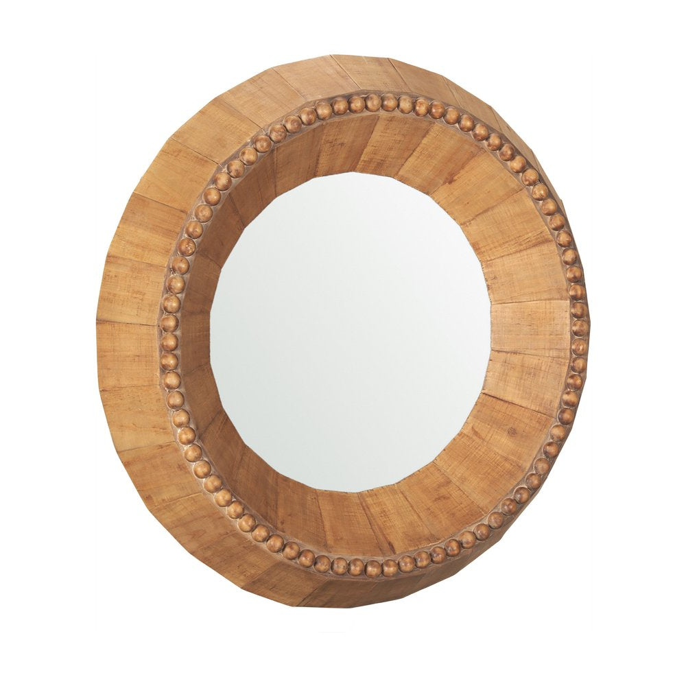 30" Brown Solid Wood Beaded Indented Mirror