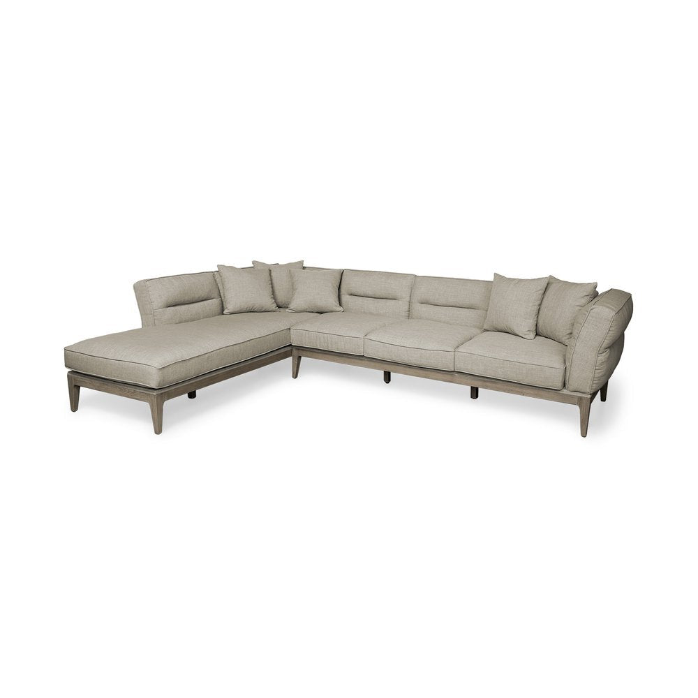 121" LAF Beige Mid-Century Tufted Sectional